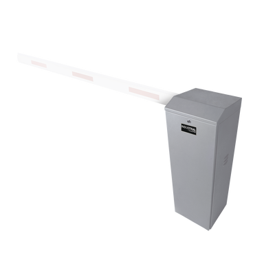 Barrera vehicular izquierda / Soporta brazo de hasta 5.5 m / Final de carrera ajustable por programación / Movimiento fluido / Diseño elegante color gris Barrera vehicular izquierda / Soporta brazo de hasta 5.5 m / Final de carrera ajustable por programación / Movimiento fluido / Diseño elegante color gris