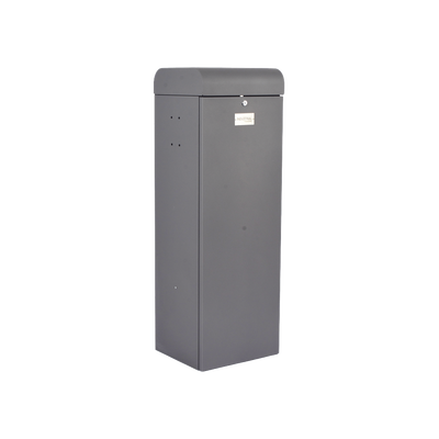 Barrera vehicular izquierda / Soporta brazo de hasta 5.5 m / Final de carrera ajustable por programación / Movimiento fluido / Diseño elegante color gris Barrera vehicular izquierda / Soporta brazo de hasta 5.5 m / Final de carrera ajustable por programación / Movimiento fluido / Diseño elegante color gris