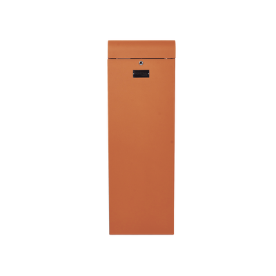 Barrera vehicular izquierda / Soporta brazo de hasta 5.5 m / Final de carrera ajustable por programación / Movimiento fluido / Diseño elegante color naranja Barrera vehicular izquierda / Soporta brazo de hasta 5.5 m / Final de carrera ajustable por programación / Movimiento fluido / Diseño elegante color naranja