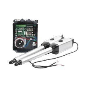 Kit de brazos para automatizar portones vehiculares abatibles de 2 hojas/ 3 Mts / 300 Kg / Uso solo residencial / Compatible con respaldo de energía