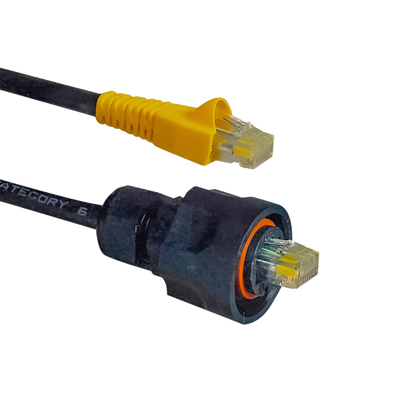 Patch Cord Industrial "Ruggedized" a Plug Modular, Cat6, de 3 ft, Color Negro