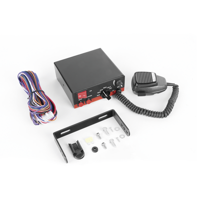 Sirena Vehicular de 200W de Potencia, Con Switch Giratorio de 6 posiciones, Micrófono de Uso Rudo e Interconexión a Radio