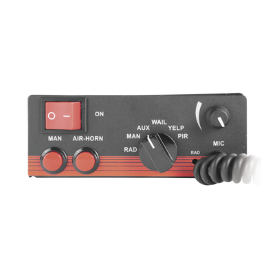 Sirena Vehicular de 200W de Potencia, Con Switch Giratorio de 6 posiciones, Micrófono de Uso Rudo e Interconexión a Radio