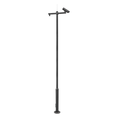 Poste Seccionado de 6 Metros / Especializado para la Instalación de Videovigilancia / Incluye Base de Cimentación y Brazo para Cámara PTZ / Color Negro
