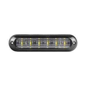 Luz Auxiliar Ultra Brillante IP67 de 6 LEDs, Color Ambar, con mica transparente y bisel negro