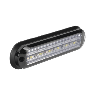 Luz Auxiliar Ultra Brillante IP67 de 6 LEDs, Color Rojo/Azul, con mica transparente y bisel negro