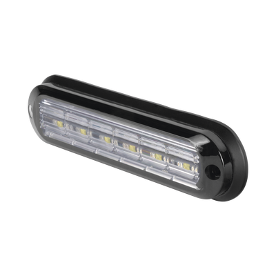 Luz Auxiliar Ultra Brillante IP67 de 6 LEDs, Color Rojo/Azul, con mica transparente y bisel negro
