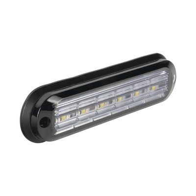 Luz Auxiliar Ultra Brillante IP67 de 6 LEDs, Color Rojo/Claro, con mica transparente y bisel negro Luz Auxiliar Ultra Brillante IP67 de 6 LEDs, Color Rojo/Claro, con mica transparente y bisel negro