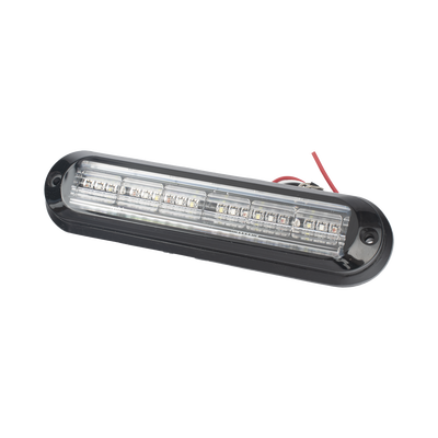 Luz Auxiliar, Ultra Brillante, IP67, 18 LEDs, Tricolor, Color Rojo/Claro/Azul, con mica transparente y bisel negro