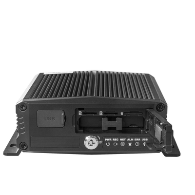 DVR Móvil / Multiplataforma / 4 Canales AHD + 2 canales IP/ Almacenamiento en Memoria Micro SD / H.265 / Chip IA Embebido / Soporta 4G / GPS