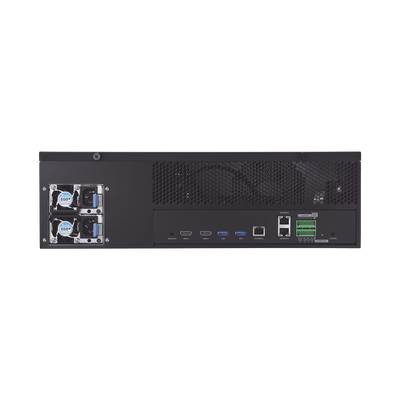 NVR de 64 canales / Hasta 32 MP / H.265 & Wisestream / Procesamiento 400 Mbps / 3 Puertos de Red / Raid 5-6 / 16 bahias para disco duro (no incluidos)