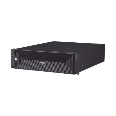 NVR de 64 canales / Soporta grabación hasta 32 MP / H.265 & Wisestream / Procesamiento 400 Mbps / 3 Puertos de Red / Raid 5-6 / 64TB incluidos