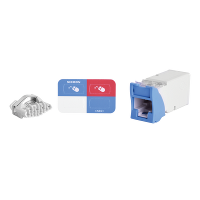 Jack Z-MAX UTP Categoría 6, Montaje híbrido en Placa de Pared (Plano y Angulado), Color Azul