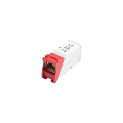Jack Z-MAX Cat6A, UTP, Montaje híbrido en Placa de Pared (Plano y Angulado), Color Rojo Jack Z-MAX Cat6A, UTP, Montaje híbrido en Placa de Pared (Plano y Angulado), Color Rojo