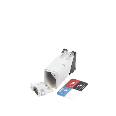 Jack Z-MAX Cat6A, Blindado, Montaje híbrido en Placa de Pared (Plano y Angulado), Color Negro