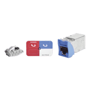 Jack Z-MAX Cat6A, Blindado, Montaje híbrido en Placa de Pared (Plano y Angulado), Color Azul, Versión Bulk (Sin Empaque Individual)