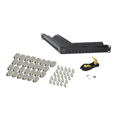 Patch Panel Z-MAX de 24 puertos, Blindado, Precargado con Jacks Categoria 6A, Angulado, 1UR