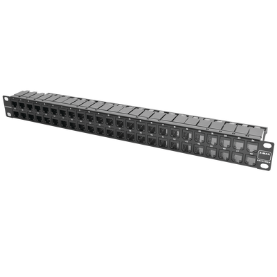 Patch Panel Z-MAX de 48 puertos, Blindado, Precargado con Jacks Categoría 6A, Plano, 1UR
