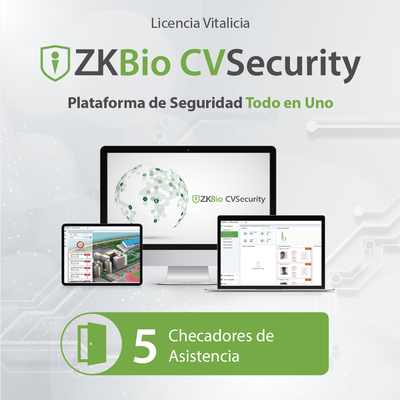 Licencia para ZKBio CVsecurity permite gestionar hasta 5 dispositivos para tiempo y asistencia Licencia para ZKBio CVsecurity permite gestionar hasta 5 dispositivos para tiempo y asistencia