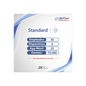 LICENCIA STANDART BIOTIME CLOUD 2.0 / 50 USUARIOS / 6 DISPOSITIVOS (Licencia Anual)
