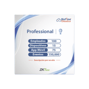 LICENCIA PROFESSIONAL BIOTIME CLOUD 2.0 / 100 USUARIOS / 15 DISPOSITIVOS (Licencia Anual)