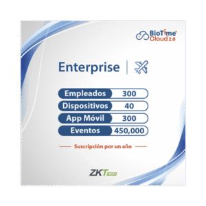 LICENCIA ENTERPRISE BIOTIME CLOUD 2.0 / 300 USUARIOS / 40 DISPOSITIVOS (Licencia Anual) LICENCIA ENTERPRISE BIOTIME CLOUD 2.0 / 300 USUARIOS / 40 DISPOSITIVOS (Licencia Anual)