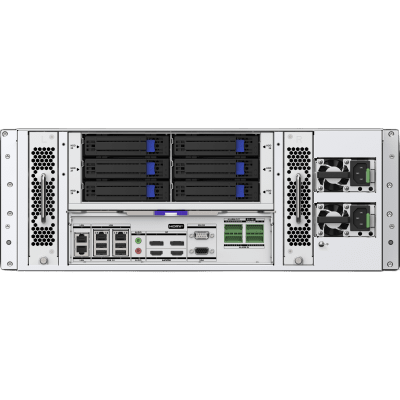 NVR 12 Megapixel (4K) / 256 canales IP / 24 Bahías de Disco Duro / 4 Puertos de Red / Soporta RAID con Hot Swap / NVR