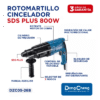 Taladro Rotomartillo Demoledor de 800 W con Broquero SDS-PLUS ,110 Vca