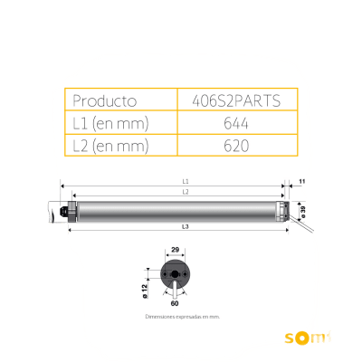 Para persiana, motor tubular mecánico para Persianas integrable con Shelly25 o MINICENTRALIS señal RTS, Persiana de 2.3 ancho y alto 4 mts.