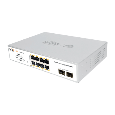 Switch Administrable PoE / 8 puertos PoE af/at Gigabit / 2 x SFP Gigabit / Administración Cloud Gratuita / Presupuesto 120 W