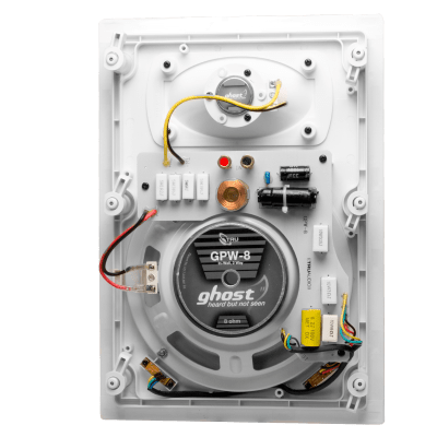 Speaker In-Wall TruAudio Ghost Series | 2 Way | Woofer 8in Polipropileno Blanco | Tweeter 1in | Potencia 5-125 W | Impedancia 8Ω | Rango de Frecuencia 40-20kHz | Sensibilidad 90dB