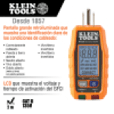 Probador de Tomacorrientes con Interruptor de Falla a Tierra (GFCI) con pantalla LCD. Probador de Tomacorrientes con Interruptor de Falla a Tierra (GFCI) con pantalla LCD.