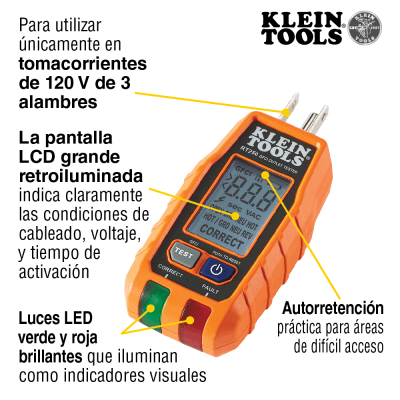 Probador de Tomacorrientes con Interruptor de Falla a Tierra (GFCI) con pantalla LCD. Probador de Tomacorrientes con Interruptor de Falla a Tierra (GFCI) con pantalla LCD.