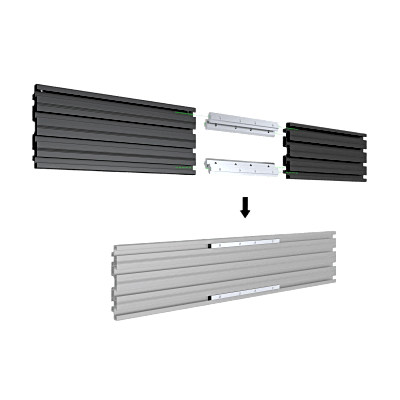 Accesorio_ Riel de Aluminio con Longitud 1000 mm | Incluye Tapas laterales | Compatible con estructura para Videowall | Diseño Modular