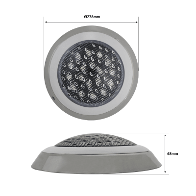 Luminario Sumergible /Luz Blanca 6500 K / 18W / 2340 lm / IP68 / Ø290mm x 62mm / No Dimeable / Uso Exterior. Luminario Sumergible /Luz Blanca 6500 K / 18W / 2340 lm / IP68 / Ø290mm x 62mm / No Dimeable / Uso Exterior.