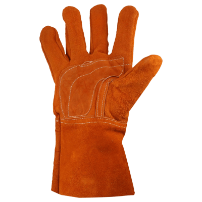 Guantes de Carnaza Largo/ Refuerzo en Palma / Resistente a Abrasión y Temperaturas Moderadas.