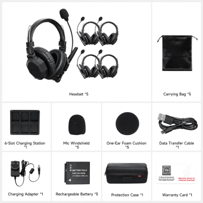 Diadema de Comunicación Inalámbrica Binaural / Cancelación de ruido IA / Comunicación Distancia 500m / Bluetooth / Batería 1050mAh / Resistente a la Lluvia