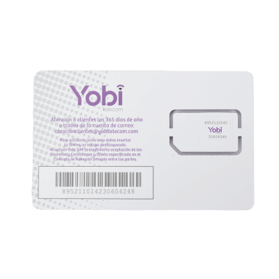 SIM Yobi para dispositivos móviles 3G/4G con recarga de 3.5GB cada mes durante 1 año de servicio (solo datos) SIM Yobi para dispositivos móviles 3G/4G con recarga de 3.5GB cada mes durante 1 año de servicio (solo datos)