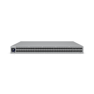 UniFi Switch Enterprise Campus Aggregation, Capa 3, 48 puertos Etherlighting SFP28 de 25G, 6 puertos QSFP28 de 100G, 5 abanicos, ruteo dinámico BGP, doble fuente redundante, alta disponibilidad, enlace multichasis (MC-LAG)