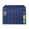 Switch Modular Industrial Capa 3 / 5 Slots / 4 Puertos Gigabit RJ45 / 4 Puertos SFP+ 10G / Rango de Temperatura -40~75°C / Entrada de Potencia Redundante 12-48V / Soporte IPv6/IPv4 Switch Modular Industrial Capa 3 / 5 Slots / 4 Puertos Gigabit RJ45 / 4 Puertos SFP+ 10G / Rango de Temperatura -40~75°C / Entrada de Potencia Redundante 12-48V / Soporte IPv6/IPv4
