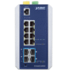 Switch Ethernet Gestionado Capa 3 Industrial DIN-rail / Red Extendida de 10G para Fábricas y Áreas Metropolitanas / 8 Puertos RJ45 10/100/1000BASE-T / 4 Puertos SFP+ 10GBASE-SR/LR / Temp. Operativa -40 a 75 grados C / Protección ESD a Switch Industrial Administrable Capa 3, 8 Puertos Ethernet 10/100/1000T, 4 Puertos SFP 10 G