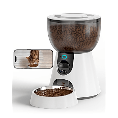 Alimentador Automático de Mascotas Inteligente / Cámara para Monitoreo / Capacidad 4L (2kg) / ABS de Grado Alimentario y Acero Inoxidable / Adaptador Tipo-C / Control App Vía WiFi 2.4G y 5G / Tazón de Acero Inoxidable
