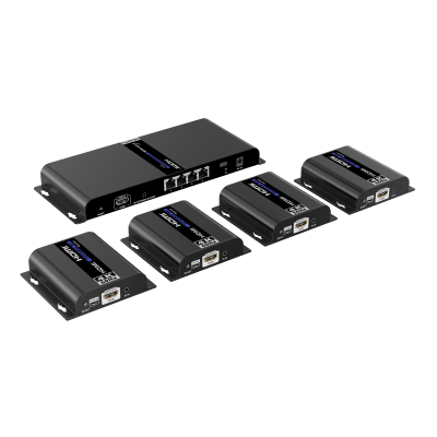 Kit Divisor y Extensor HDMI (Extender Splitter) | Divide 1 Fuente HDMI a 4 Pantallas | Extiende la señal HDMI hasta 120 m | Resolución 4Kx2K @ 60 Hz | Cat 6/6a | Uso 24/7 | Longitud del cable autoajustable Kit Divisor y Extensor HDMI (Extender Splitter) | Divide 1 Fuente HDMI a 4 Pantallas | Extiende la señal HDMI hasta 120 m | Resolución 4Kx2K @ 60 Hz | Cat 6/6a | Uso 24/7 | Longitud del cable autoajustable