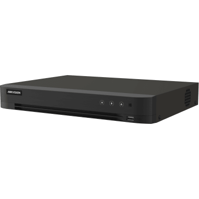 DVR 16 Canales TURBOHD + 16 Canales IP / 8 Megapixel (4K) / Audio Bidireccional / ACUSENSE / Reconocimiento Facial / 2 Bahías de Disco Duro / Salida de Video en 4K / H.265+