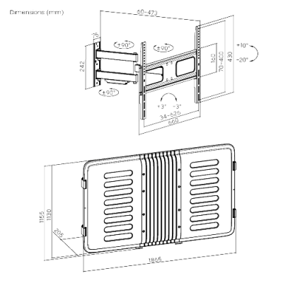 ENCLOSURE PARA PANTALLA HASTA 75" | RESISTENTE A INTEMPERIE MONTURA PARED | CAPACIDAD DE CARGA MAX. 50 KG