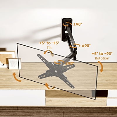 Soporte de Pared Articulado para Pantallas o Monitores | Compatibilidad VESA 75x75 - 200x200 / Hasta 43 Pulgadas | Capacidad Máxima de Carga 20 kg | Fabricado en Acero