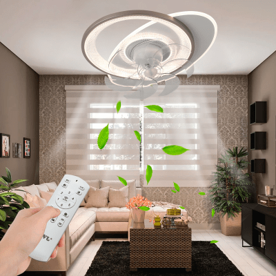 Ventilador de Techo con Luminario LED de 110 V CA 50/60 Hz / 88 W / 3 Tonos de Luz (6500 - 4 000 - 2 700 K) / Con giro 360° / Diámetro 550 mm / 6 Velocidades / Dimeable.