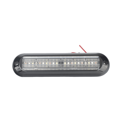 Luz Auxiliar Ultra Brillante IP67 de 18 LEDs, Color Rojo/Azul/Ambar, con mica transparente y bisel negro Luz Auxiliar Ultra Brillante IP67 de 18 LEDs, Color Rojo/Azul/Ambar, con mica transparente y bisel negro