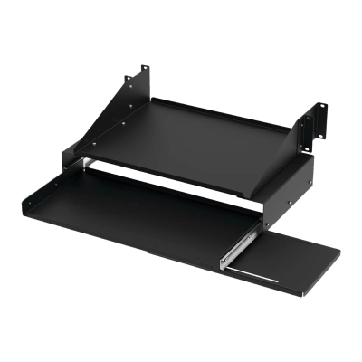 Charola Para Soportar Equipos en Rack de 19in, Con Bandeja Deslizable para Teclado y Mouse , Capacidad de 45.5 kg, 4 UR Charola Para Soportar Equipos en Rack de 19in, Con Bandeja Deslizable para Teclado y Mouse , Capacidad de 45.5 kg, 4 UR