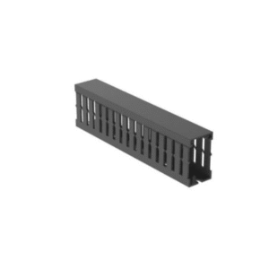 Canaleta Ranurada de PVC sin Tapa, Tipo F, 32 mm de Ancho, 53.8 mm de Alto y 2 m de Largo, Color Gris